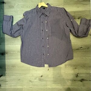 Ralph Lauren Blue and White Casual Button Down Shirt